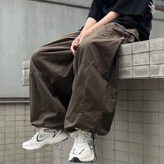 Threebooy Vintage Baggy Cargo Pants Men Cotton Wide Leg Trousers Male Oversize Retro Loose Casual Japanese Streetwear Hip Hop