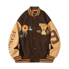 Threebooy spring autumn Season Men's Embroidered Jacket Loose-Fit American Style Street Hip Hop Fashion Trendy Baseball Uniform