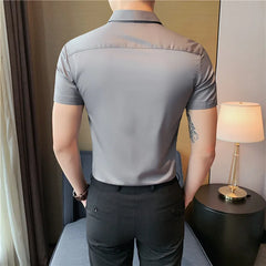 Threebooy clothing Men's High-Grade Summer Leisure Dress Shirts/Male Slim Fit Business Short Sleeve Shirt Tops Plus size S-4XL