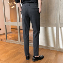 Threebooy Men's business plaid suit Trousers/Fashion Male Formal Wedding Dress Pants Street Wear Clothing Black Gray
