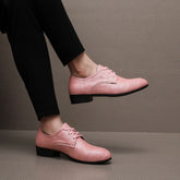 Threebooy Men Derby Shoes PU Multi Color Coarse Heel Trendy Business Casual Men Shoes Size 40-50