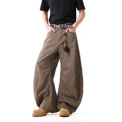 Threebooy Unisex Brown Loose Fit Wide Leg Casual Pants Sportswear Lounge Joggers Street Fashion Athleisure Trendy Stylish Design Comfort