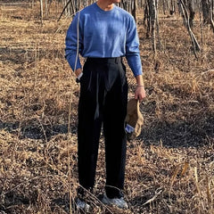 Threebooy New British Retro Male Suit Pants Light Luxury Naples Slim-fit Dress Pants Casual Premium Popular Elegant FashionTrousers M-3XL