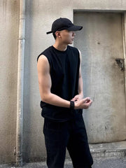 Threebooy 230GSM Cotton Men's Tank Tops Comfortable Muscle Fit Athletic Vest for Gym and Summer Workouts Korean Basic Sleeveless Tee Tops