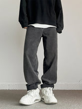 Threebooy New Fashion Korean Men's Baggy Straight Jeans Classic Black Gray High Street Denim Pants Streetwear High Quality Male Trousers