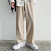 Threebooy Drooping solid color men's summer thin straight loose pants Korean style trendy and versatile casual nine-point pants