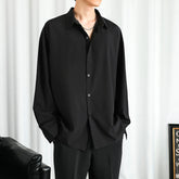 Threebooy Shirt Men Solid Long sleeved Shirt For Men Korean Fashion Shirts Comfortable Blouses Casual Loose Classic Single Breasted Shirt
