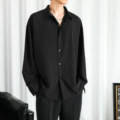 Threebooy Shirt Men Solid Long sleeved Shirt For Men Korean Fashion Shirts Comfortable Blouses Casual Loose Classic Single Breasted Shirt