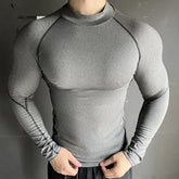 Threebooy Sports Tights Long-sleeved Running Track Field Basketball Training Wear High-neck Tops Quick-dry Breathable Fitness Clothing