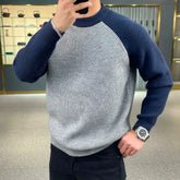 Threebooy American Heavyweight Raglan Winter Contrasting Color Splicing Bottoming Shirt Long-sleeved Loose Round Neck Sweatshirt Sweater