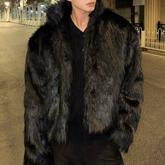 Threebooy New Fashion Trend Solid Color Versatile Autumn And Winter Imitation Fur Coat Men'S Street Thick Warm Wool Coat Mens Clothing