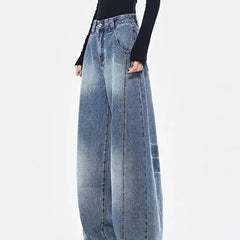 Threebooy 2025 Spring Men and Women Trendy Personalized Straight Tube Washed Curved Knife Jeans Couple Loose Hip Hop Casual Pants y2k