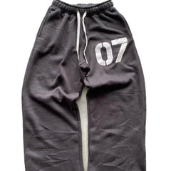 Threebooy Baggy Pants Washed Casual Pants 07 Printed Trousers Loose Y2k American Street New Style Couple's Sweatpants Elastic Waist Women