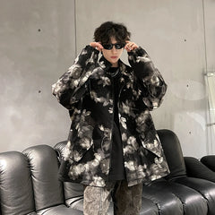 Threebooy Men's High Quality Printed Texture Jackets Streetwear Casual Jacket Male Autumn New Couple Fashion Loose Zipper Coat