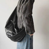 Threebooy Stylish Dumpling Shaped PU Crossbody Bag for Men, Suitable for Casual Outings and Large Capacity Needs