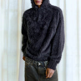 Threebooy Mens Sweater Furry Half-Zip Leisure Knitted Sweater Spring Fashion Comfortable Youth Campus Long-Sleeve Top Men'S Clothing