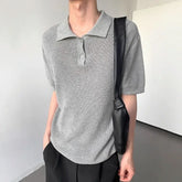 Threebooy New Men Fashion T-shirt Luxury Hollow Out Polo Shirt Leisure Short Sleeve Solid Color Breathable Knitwear High Quality Tops