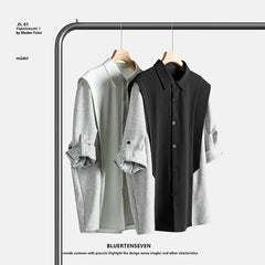 Threebooy Patchwork Mid Sleeve Shirt mens Novel Design High Quality Cool Comfort Fabric Summer Fashion Trendy Menswear