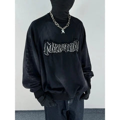 Threebooy American Large-size Lazy Shirt Embroidered Round Neck Sweatshirt Men Women Ne Autumn Winter Retro Gothic Top Hip Hop Streetwear