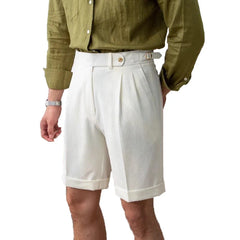 Threebooy New Men Summer Slim-fit British Style Suit Shorts Light Luxury Business Straight-leg Shorts Leisure Button-down Half-pants M-3XL