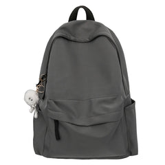 Threebooy Unisex Solid Black Backpacks Large Capacity Waterproof Leisure Or Travel Bags Simple Nylon Light School Bags For Boys Or Girls