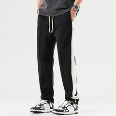 Threebooy Zipper Split Hip Hop Harajuku streetwear Casual Pants Men's High Street Slim Fit Straight Sleeve Guard Pants Fashion Brand Micro Horn Floor Dragging Paants