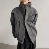 Threebooy American Retro Thick Woolen Coat Men Autumn And Winter Fashion Casual Loose Short Stand Collar Y2k Woolen Jacket Mens Clothing