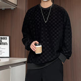 Threebooy Spring Hoodie Men Fashion Casual Black Plaid Sweatshirt Men Streetwear Hip-hop Loose Pullover Hoodie Mens Hoody Plus Size 4XL