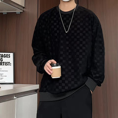 Threebooy Spring Hoodie Men Fashion Casual Black Plaid Sweatshirt Men Streetwear Hip-hop Loose Pullover Hoodie Mens Hoody Plus Size 4XL