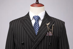 Threebooy Men's Double-Breasted Suit, Classic Formal Business Wear
