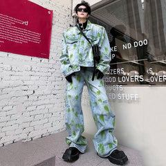 Threebooy Men's Graffiti Edge Denim 2-Piece Set