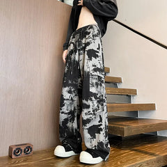 Threebooy Men's Baggy Straight Leg Wide Leg Jeans Male Fashion Wash painting Casual Denim Pants Youth Popular Brand Streetwear Trousers