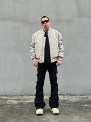 Threebooy Destroyed Erosion Jeans Men's Ins Fashion Brand ro Pants High Street vibe Broken Straight Barrel Micro Flared Pants