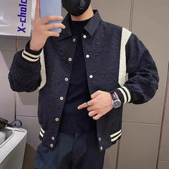 Threebooy New Concave and Convex Coat Men Trendy Lapel Jacket Light Luxury Handsome Fashion Top
