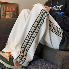 Threebooy American High Street Casual Jogger Pants Men's Sweatpants Y2K Street Fashion Loose Straight Wide-Leg Baggy Pants Streetwear