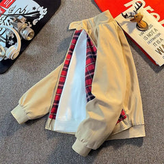 Threebooy Spring and Autumn American Retro New Workwear Casual Men's Stand Collar Loose Motorcycle Jacket