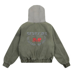 Threebooy Vintage Splicing Hooded Jackets Mens Streetwear Punk Y2k Canvas Cargo Coats Harajuku Loose Casual Hip Hop Washed Jackets Male