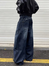 Threebooy Hong Kong Style Trendy Men's New Personalized Letter Jeans Hip-Hop Ins Fashion High Street Trendy Cool Long Pants