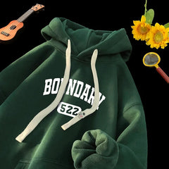 Threebooy New Retro Casual High Street Hoodies For Men Autumn Letter Print Pullover Hooded Sweatshirts Oversized Y2K Hoody Clothing
