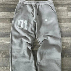 Threebooy Baggy Pants Washed Casual Pants 07 Printed Trousers Loose Y2k American Street New Style Couple's Sweatpants Elastic Waist Women
