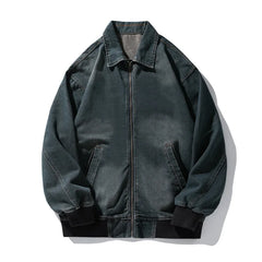 Threebooy Vintage vintage washed denim jacket for men's autumn new style functional loose fit flight staff jacket