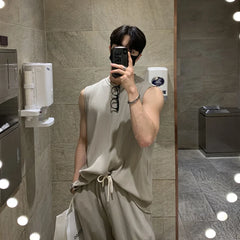 Threebooy Fashion Men Vest Tshirt SetsTracksuit Sportswear Sleeveless T-shirt Long Pants Streetwear 2 Piece Set Male Clothes