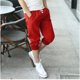 Threebooy Pure Cotton Thin Men's Cropped Pants Men's Casual Pants Mid-pants 7-point Pants Harem Pants Sports Pants Men