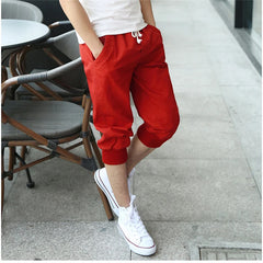 Threebooy Pure Cotton Thin Men's Cropped Pants Men's Casual Pants Mid-pants 7-point Pants Harem Pants Sports Pants Men