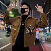Threebooy Trendy Brand Handsome Corduroy Jacket Men Trendy Casual Embroidered Jacket New Men Clothing Jackets