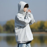 Threebooy Spring Casual Hoodie Mens Half Zip Pullover Pure Color Streetwear Oversize Comfort Loose Fit Trending Hooded Sweatshirt