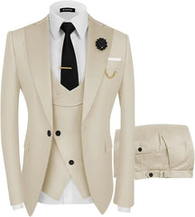 Threebooy 3 Piece Slim Fit Men's Wedding Prom Dress Formal Business Suit