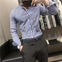 Threebooy Spring Autumn Fashion Style Harajuku Slim Fit Tops Loose Casual All Match Shirt Korean Style Pointed Collar Printed Blusa