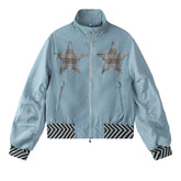 Threebooy Vintage Stars Patch Jackets Mens Harajuku Varsity Baseball Jacket Men Oversized Autumn New Streetwear Loose Casual Coats Unisex