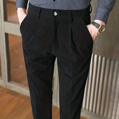 Threebooy Straight Casual Trousers Men's Spring Autumn Wide-leg Pants Loose Versatile Draped Trousers Trendy Corduroy Pants